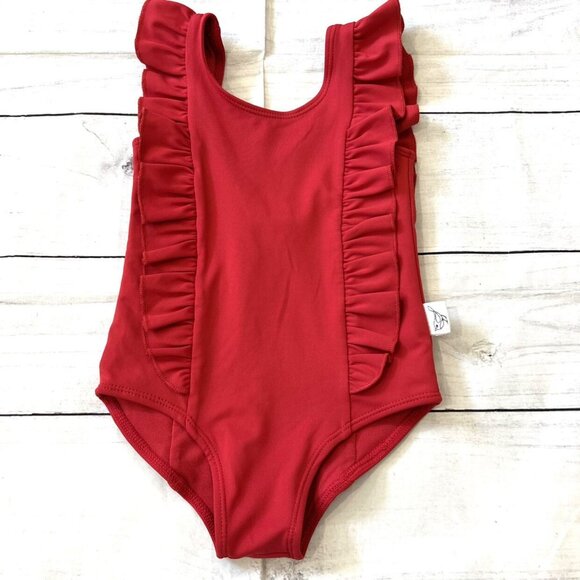 Sparrow Kids Red Ruffled Swimsuit